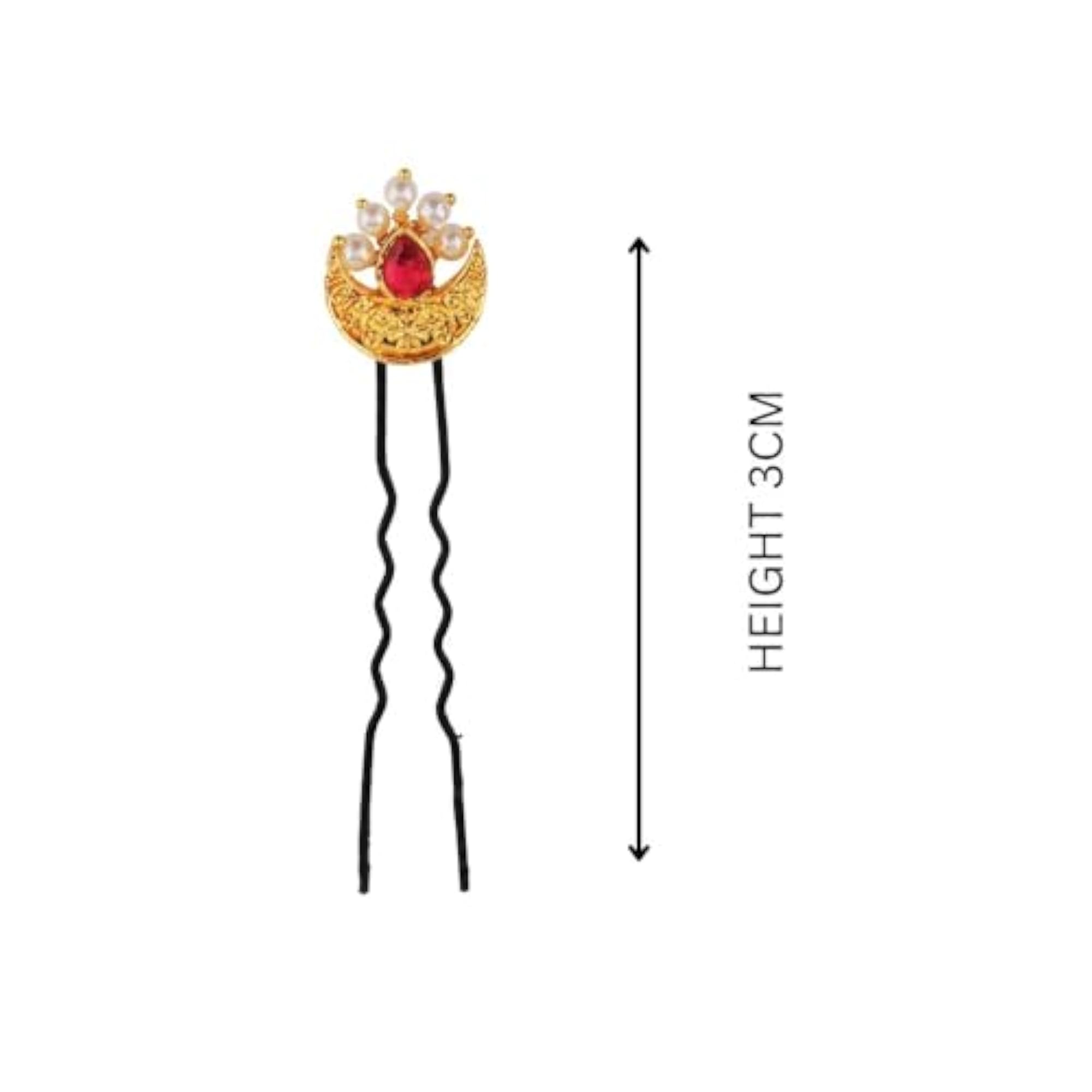 Fancy Red Stone Chandrakor Kundan Juda Pin, Hair Accessory Set